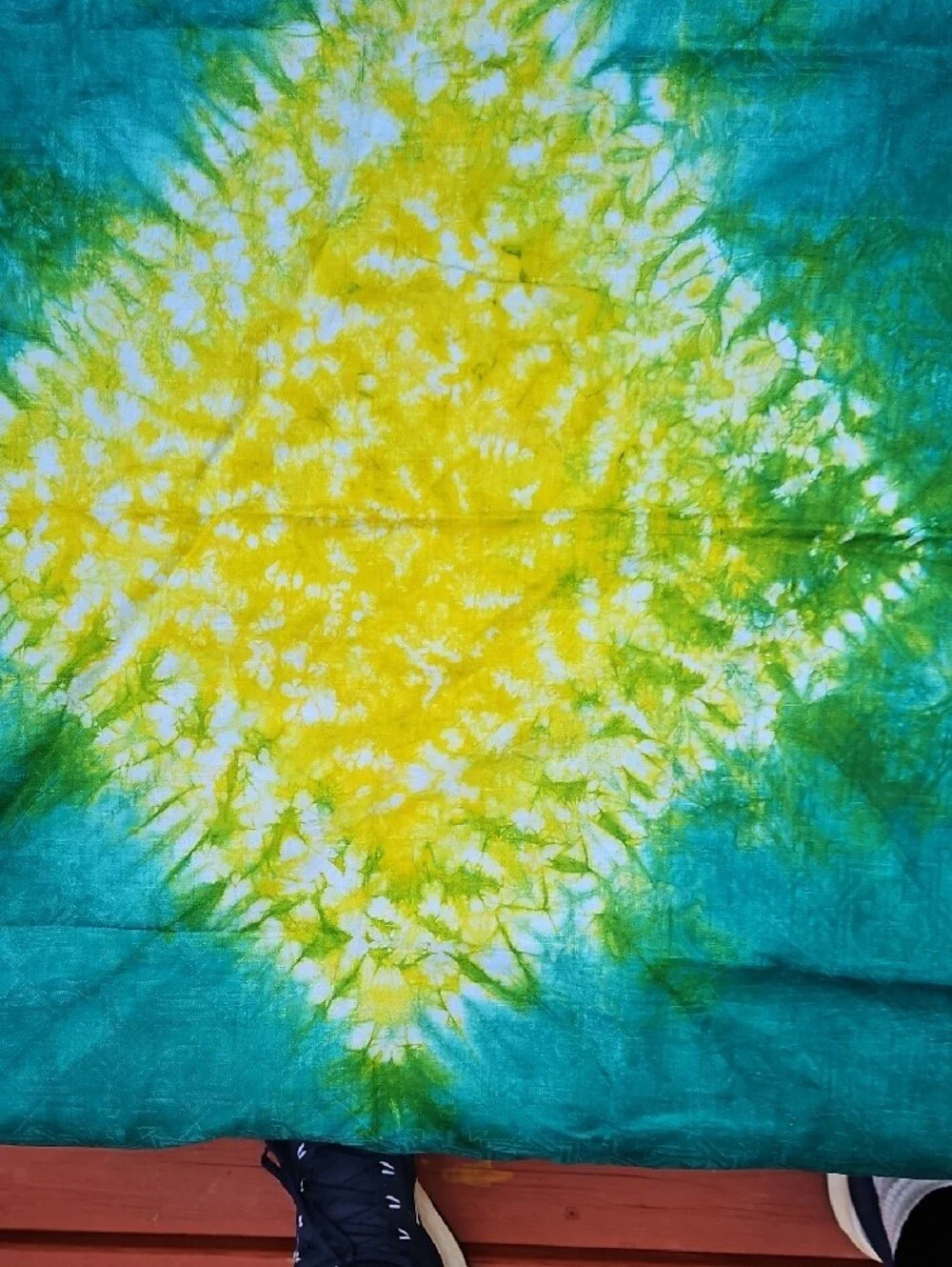 New Handcrafted 4 Pcs Teal and Yellow Tie-Dye Fabric  Pillowcases Craft Material